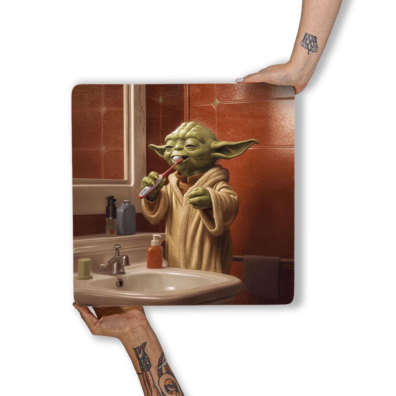 Quadro Decorativo  - Yoda escovando os dentes
