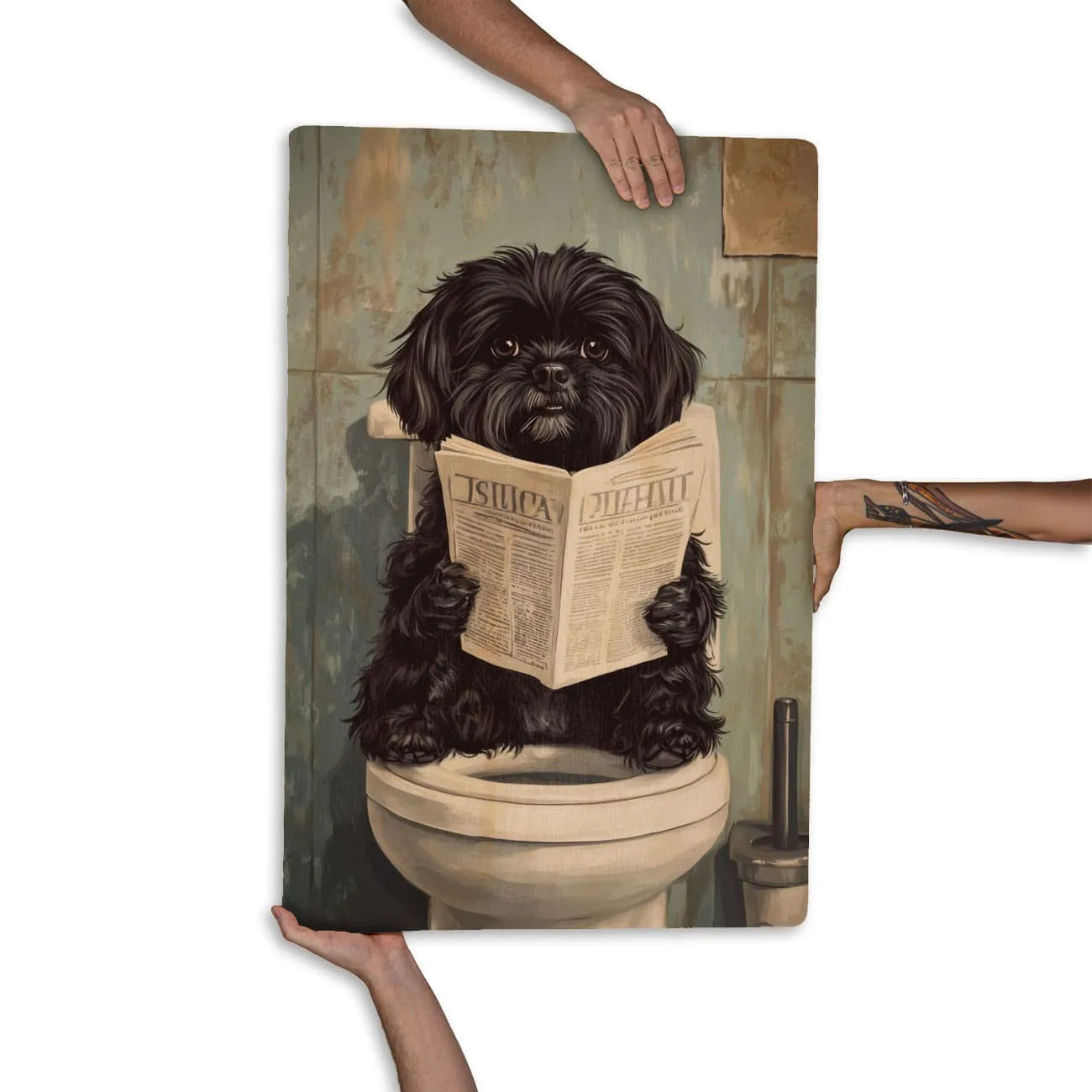 Quadro Decorativo  - Shitzu no banheiro