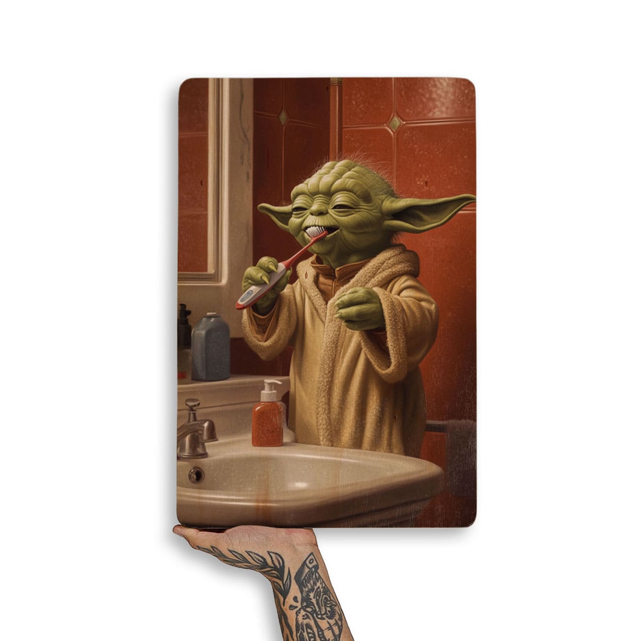 Quadro Decorativo  - Yoda escovando os dentes