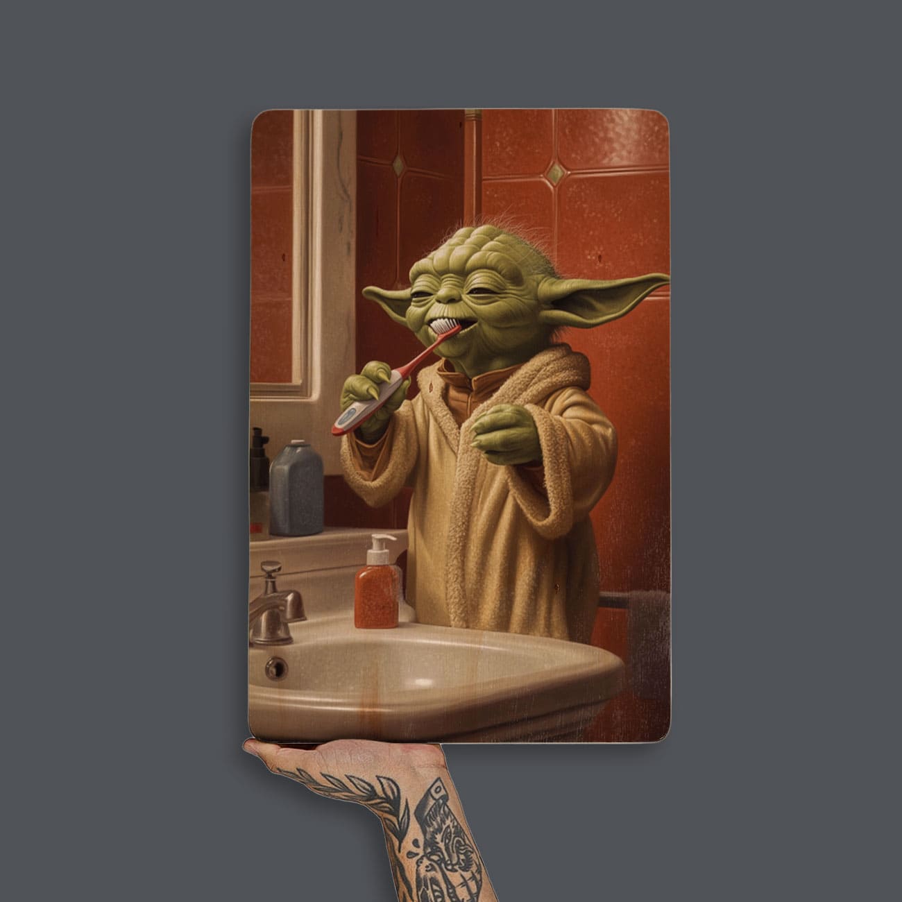Quadro Decorativo  - Yoda escovando os dentes