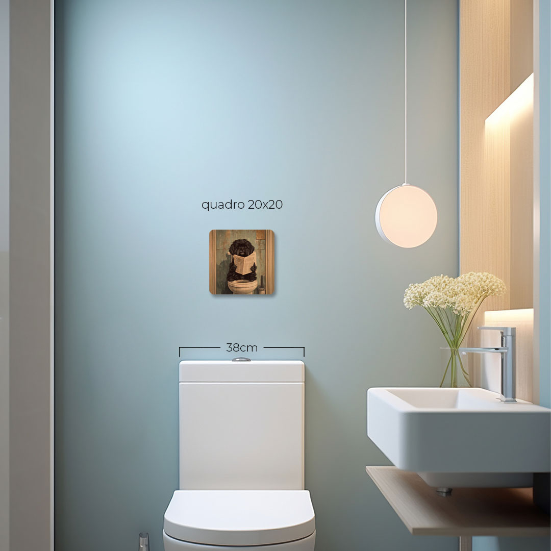 Quadro Decorativo  - Shitzu no banheiro