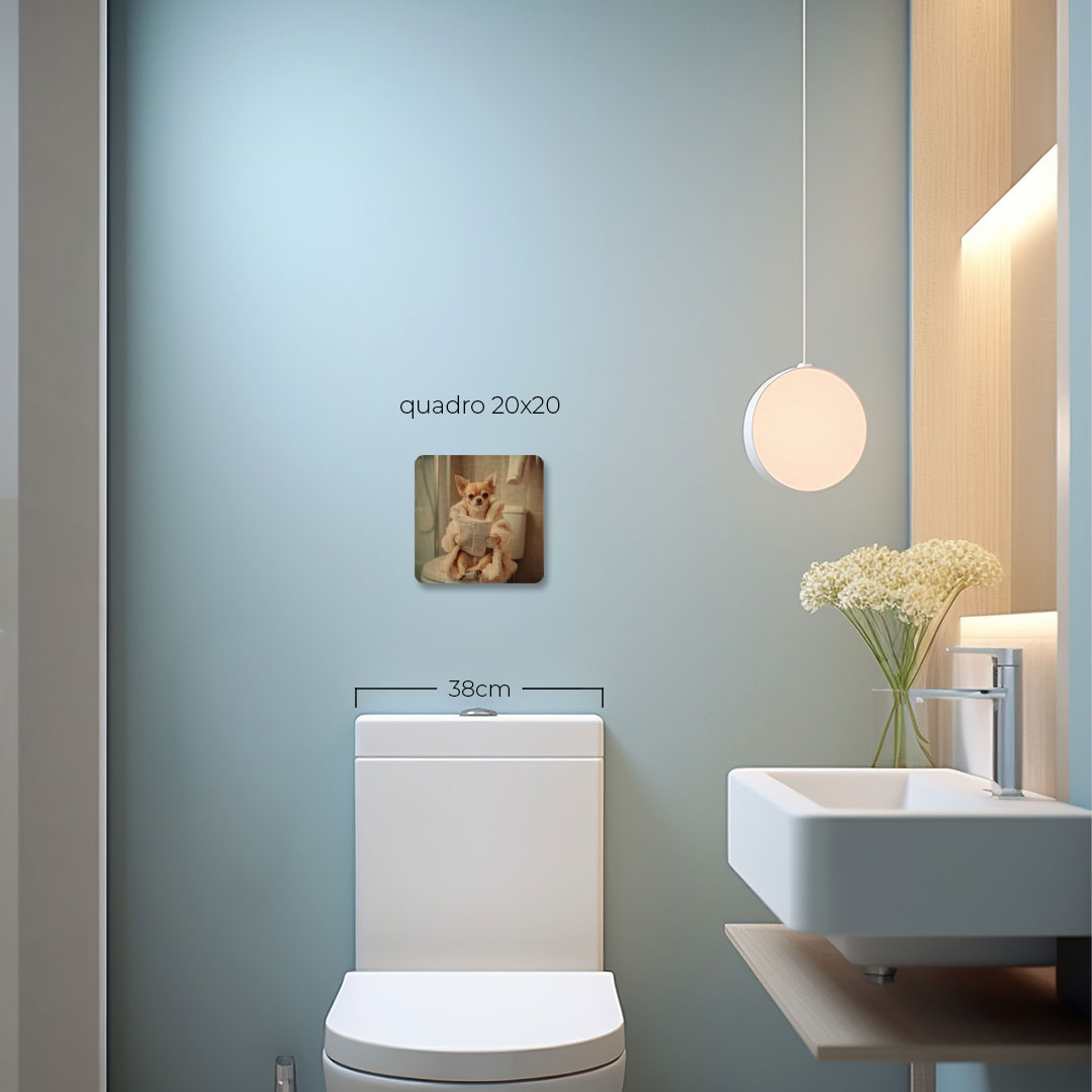 Quadro Decorativo  - Chiuaua no banheiro