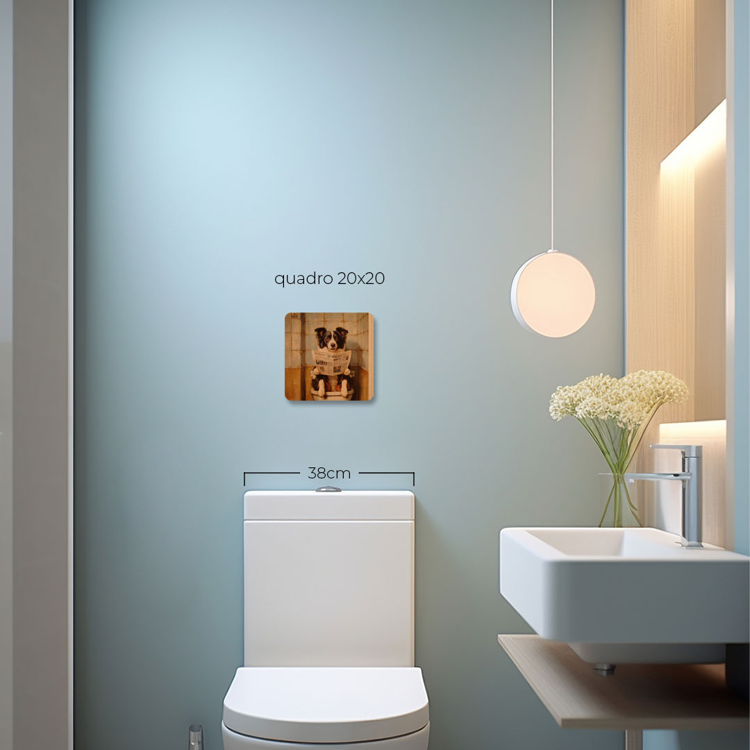 Quadro Decorativo  - Border Collie no banheiro