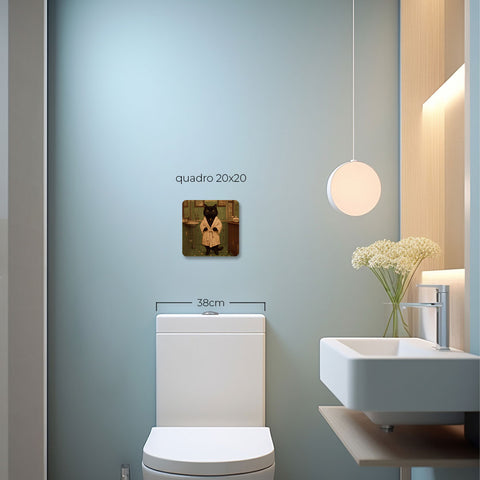 Quadro Decorativo  - Gato preto de roupão