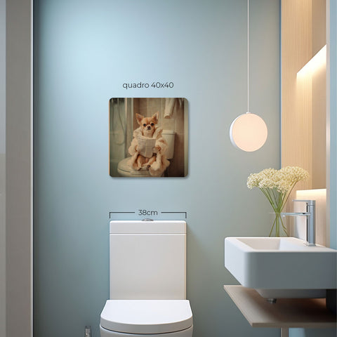 Quadro Decorativo  - Chiuaua no banheiro