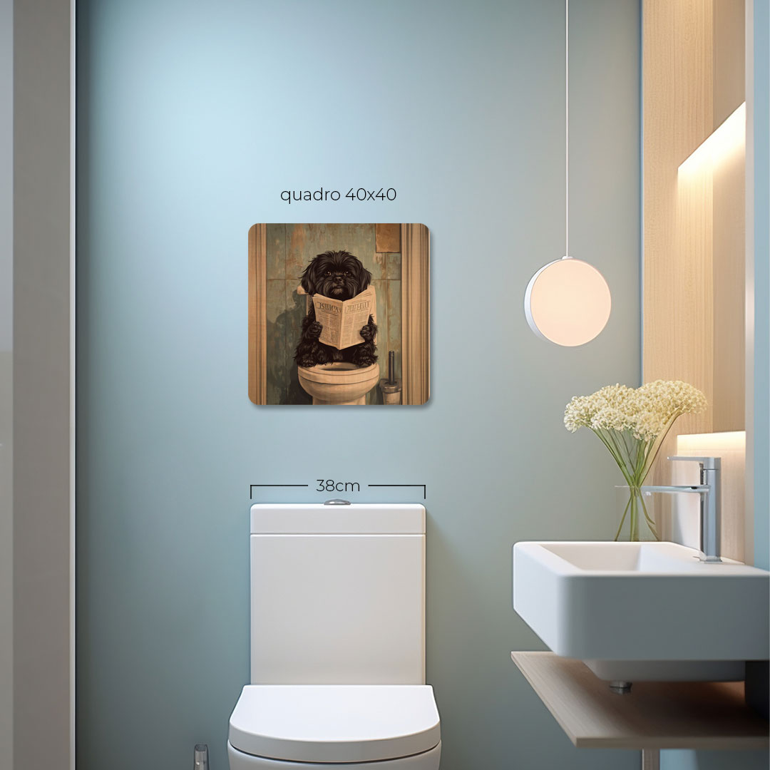 Quadro Decorativo  - Shitzu no banheiro