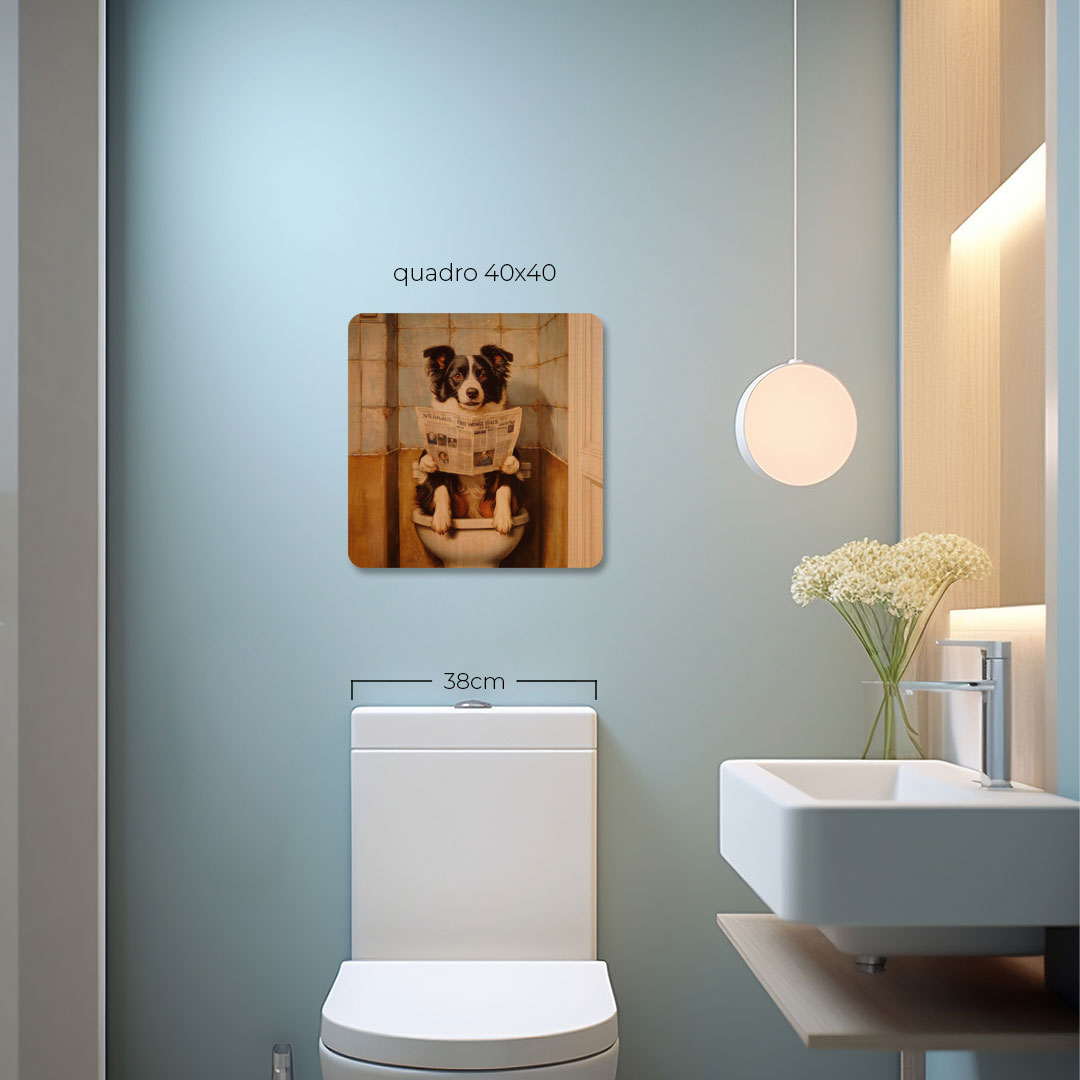 Quadro Decorativo  - Border Collie no banheiro