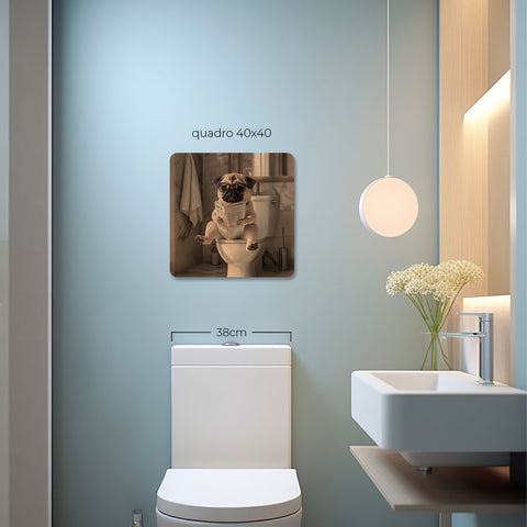 Quadro Decorativo  - Pug no banheiro