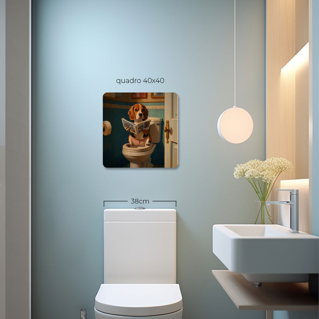 Quadro Decorativo  - Beagle no banheiro