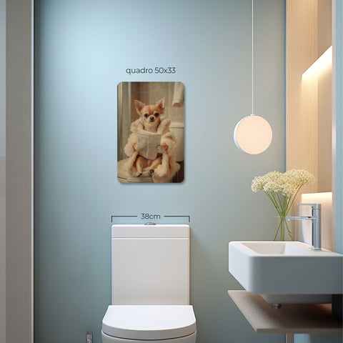 Quadro Decorativo  - Chiuaua no banheiro
