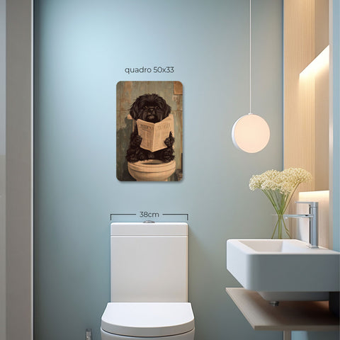 Quadro Decorativo  - Shitzu no banheiro