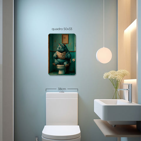 Quadro Decorativo  - Hipopótamo no Banheiro
