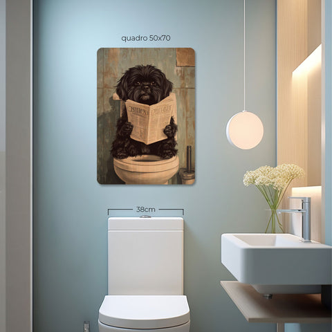 Quadro Decorativo  - Shitzu no banheiro