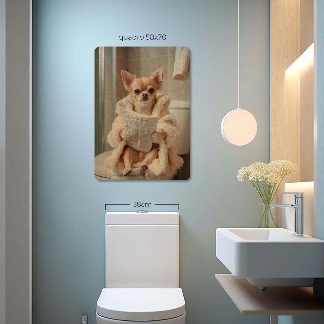 Quadro Decorativo  - Chiuaua no banheiro