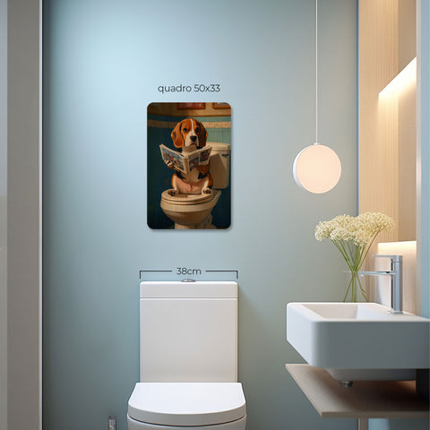 Quadro Decorativo  - Beagle no banheiro