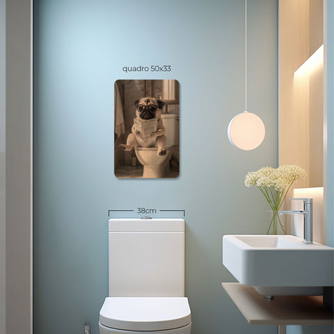 Quadro Decorativo  - Pug no banheiro