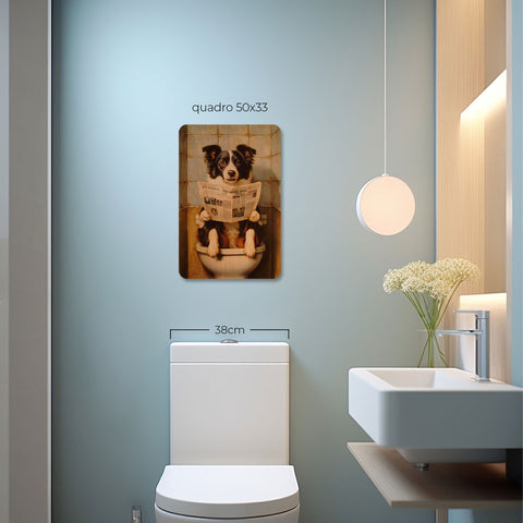Quadro Decorativo  - Border Collie no banheiro