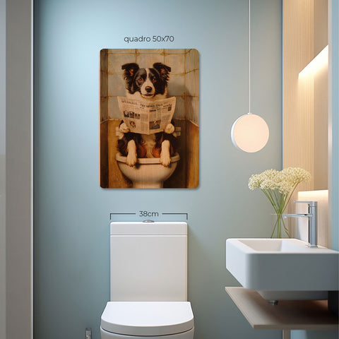 Quadro Decorativo  - Border Collie no banheiro