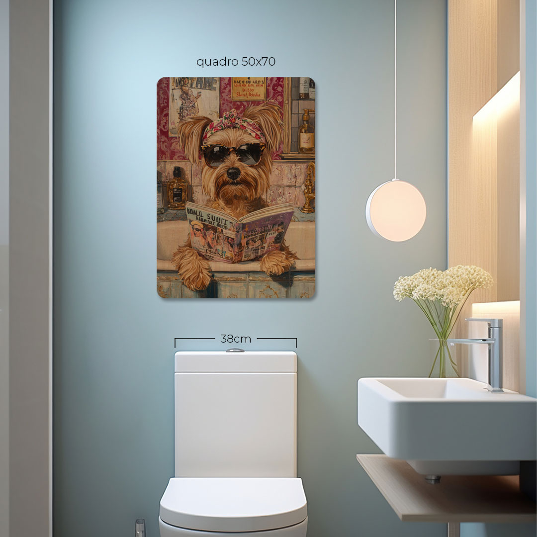 Quadro Decorativo  - Yorkshire na banheira