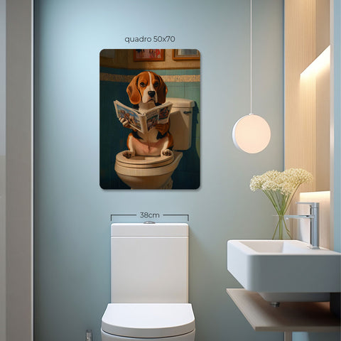 Quadro Decorativo  - Beagle no banheiro