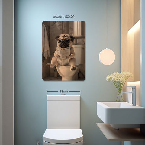 Quadro Decorativo  - Pug no banheiro