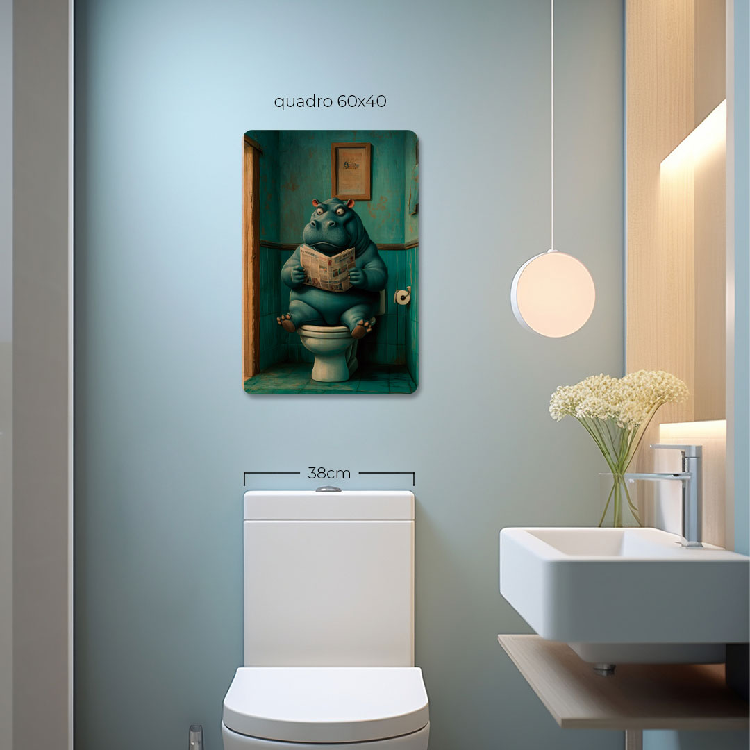 Quadro Decorativo  - Hipopótamo no Banheiro
