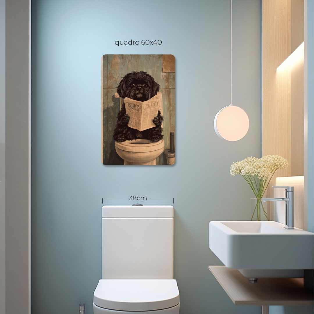 Quadro Decorativo  - Shitzu no banheiro