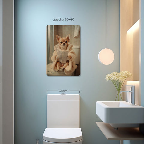 Quadro Decorativo  - Chiuaua no banheiro