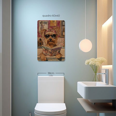 Quadro Decorativo  - Yorkshire na banheira