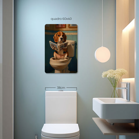 Quadro Decorativo  - Beagle no banheiro