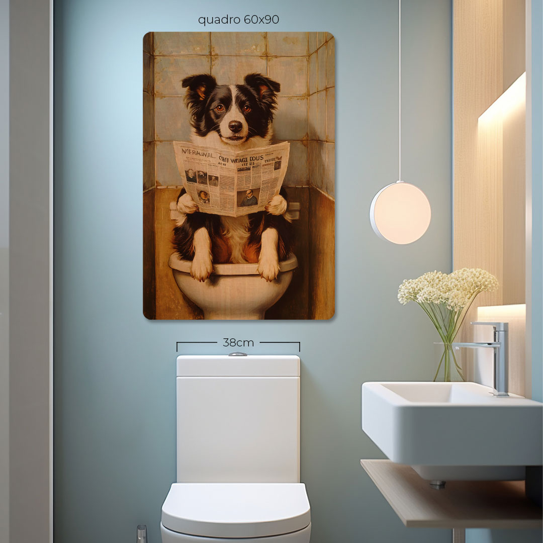 Quadro Decorativo  - Border Collie no banheiro