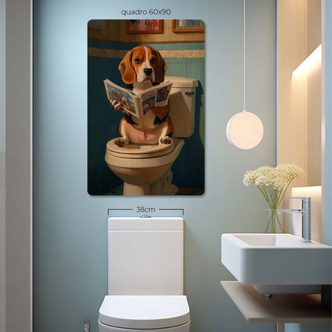 Quadro Decorativo  - Beagle no banheiro