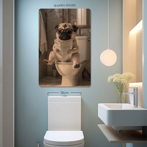Quadro Decorativo  - Pug no banheiro