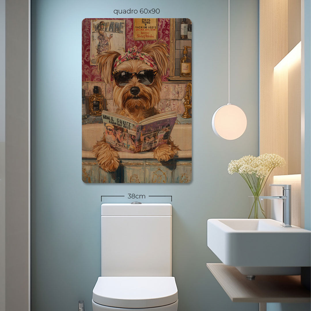 Quadro Decorativo  - Yorkshire na banheira