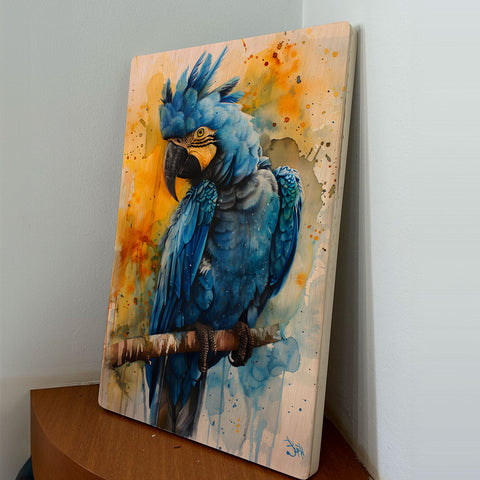 Quadro Decorativo - Fauna Aquarela Arara Azul 50 x 33 cm - Muralist Decor