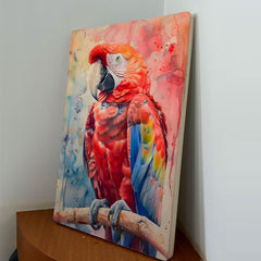Quadro Decorativo - Fauna Aquarela Arara Vermelha 50 x 33 cm - Muralist Decor