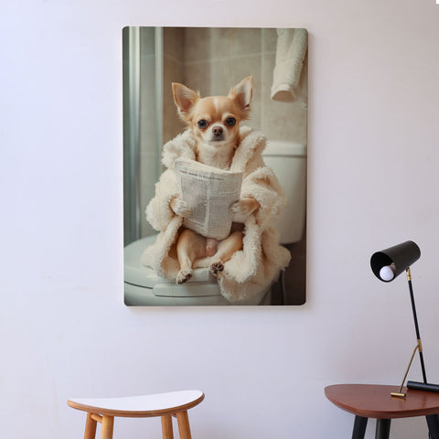 Quadro Decorativo  - Chiuaua no banheiro