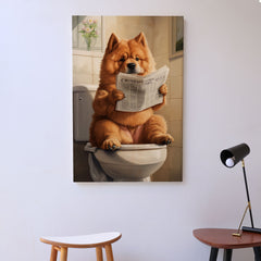 Quadro Decorativo  - Chow Chow lendo jornal