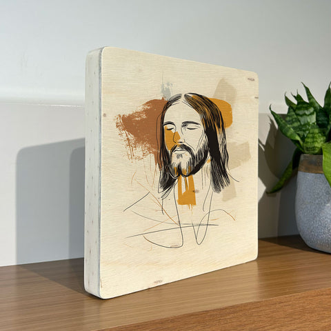 Quadro Decorativo - Rosto de Jesus 20 x 20 cm - Muralist Decor