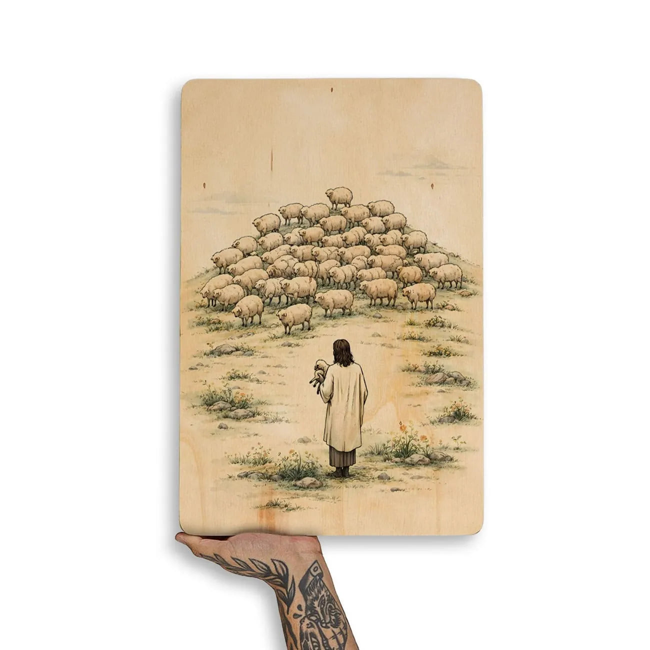 Quadro Decorativo - Jesus e a Ovelha Perdida Minimalista