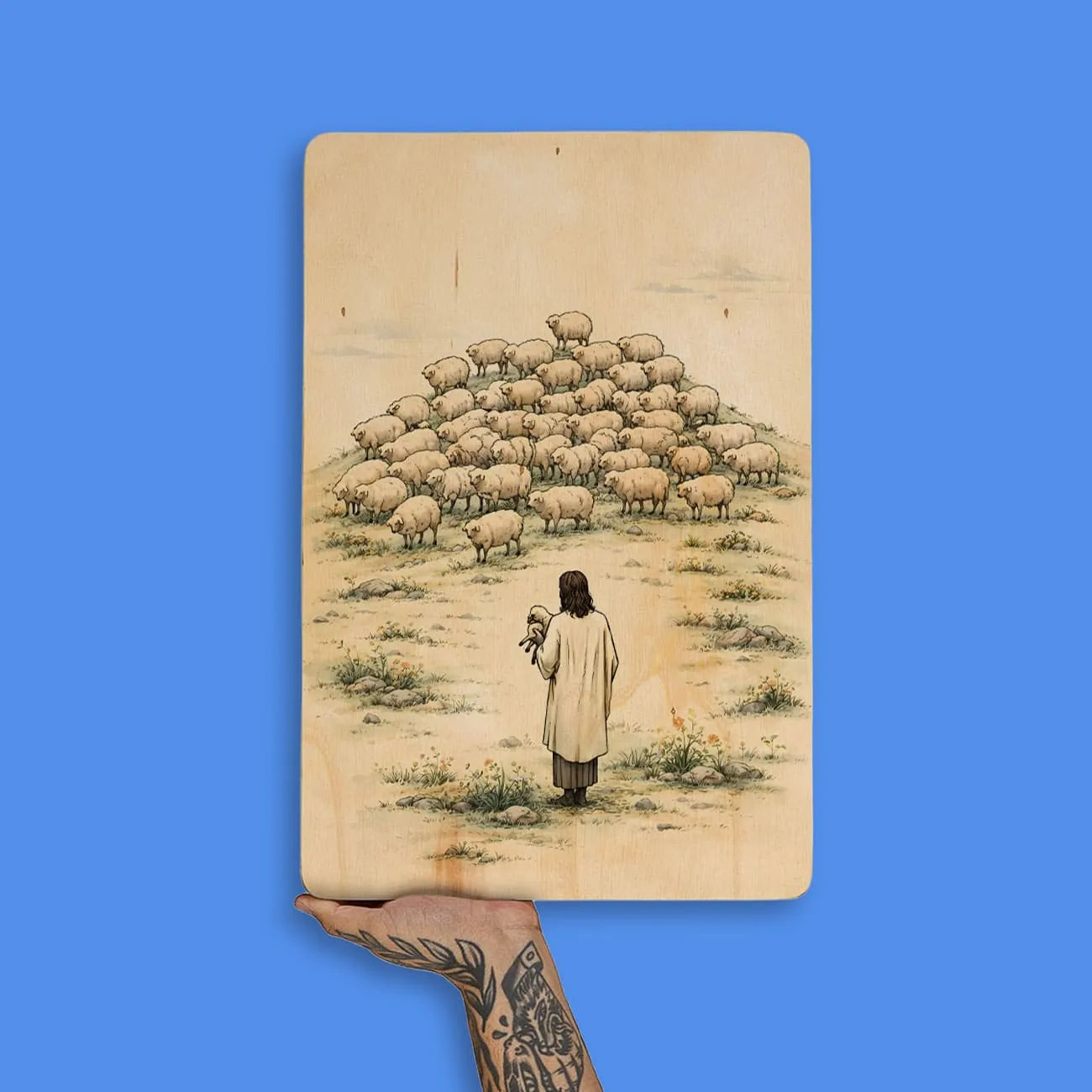 Quadro Decorativo - Jesus e a Ovelha Perdida Minimalista