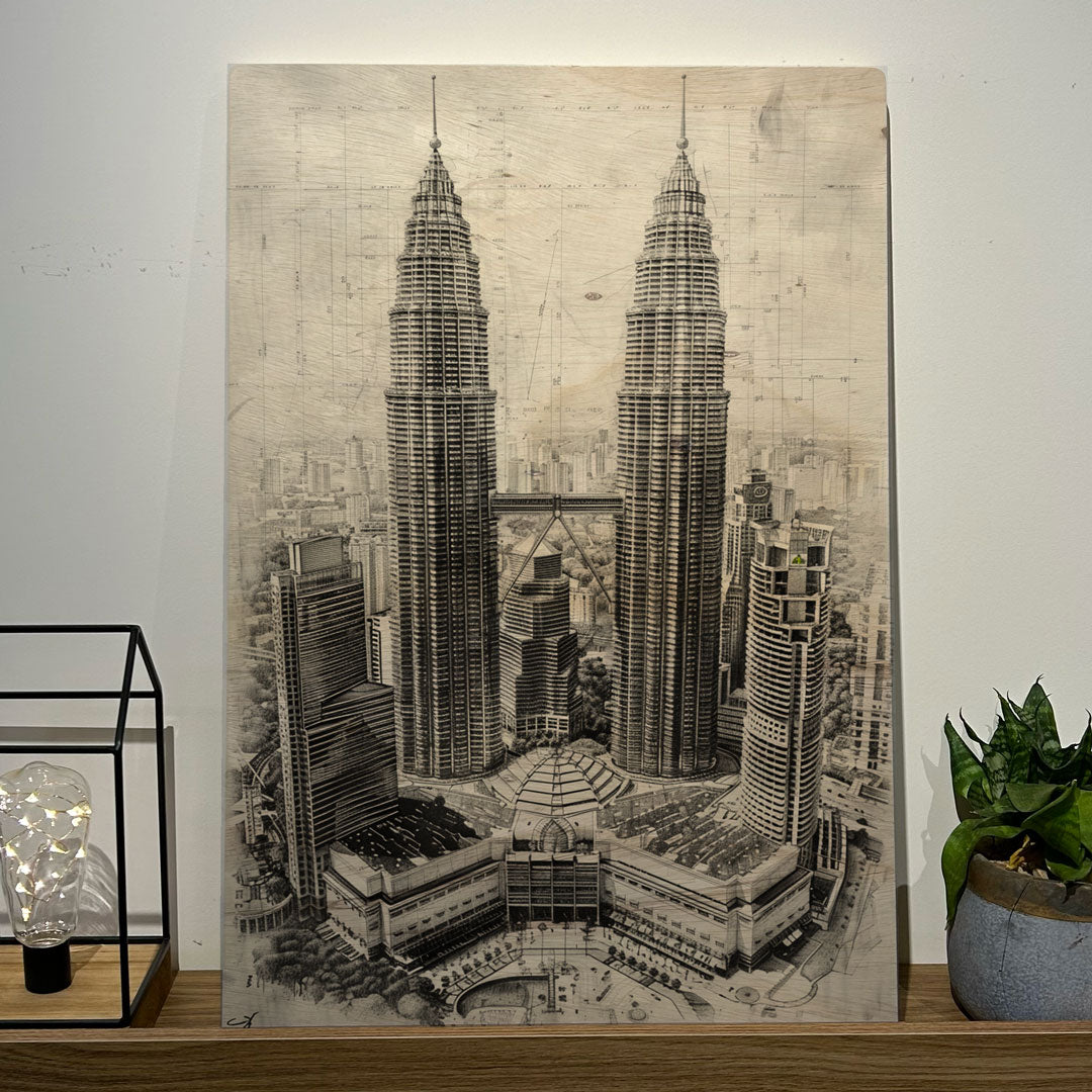 Quadro Decorativo - Petronas Towers 50 x 33 cm - Muralist Decor