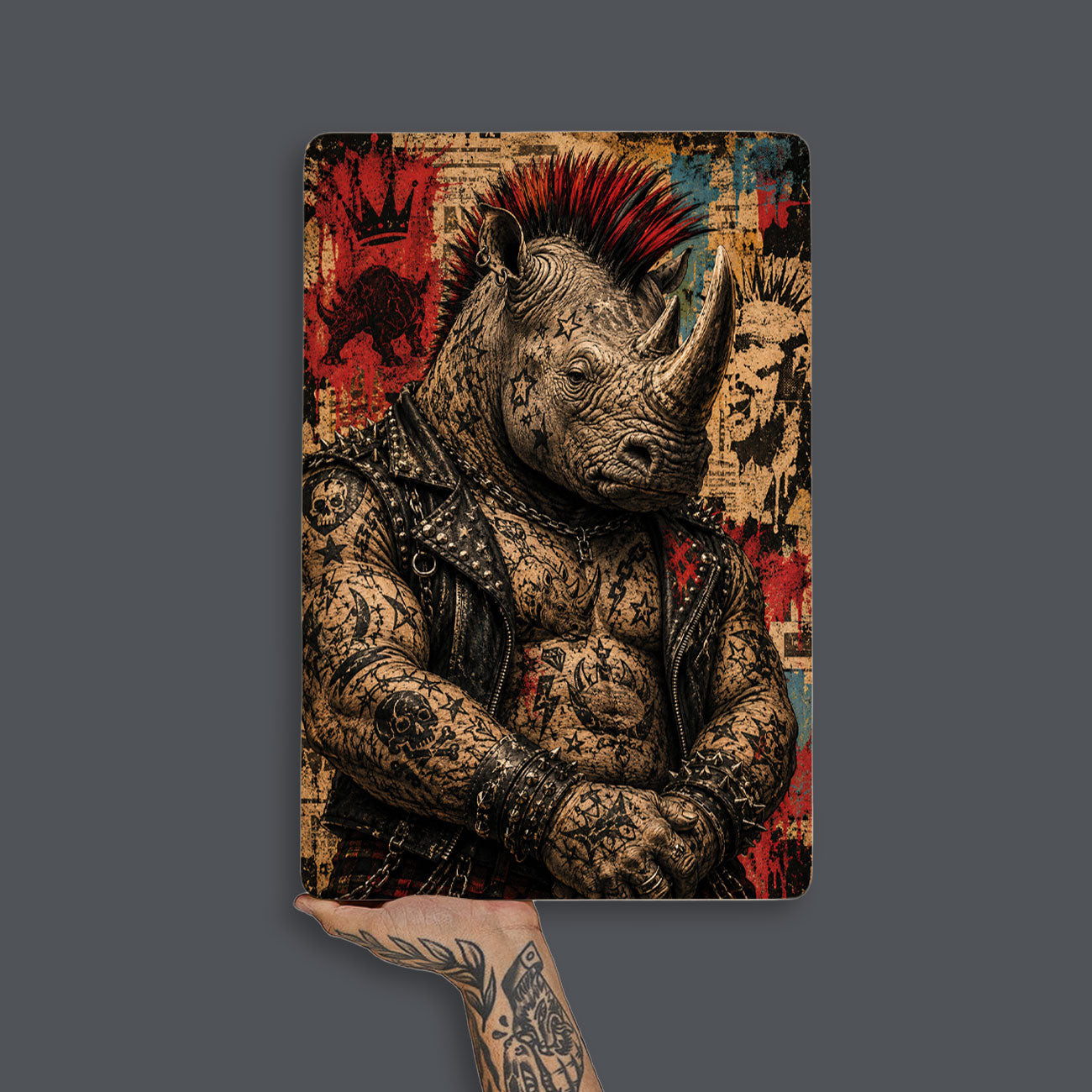 Quadro Decorativo - Rinoceronte Punk