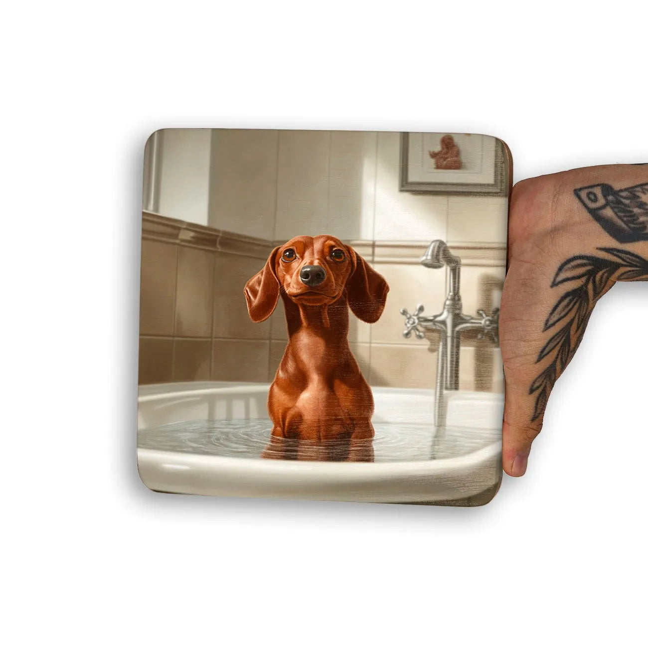 Quadro Decorativo  - Dachshund na banheira