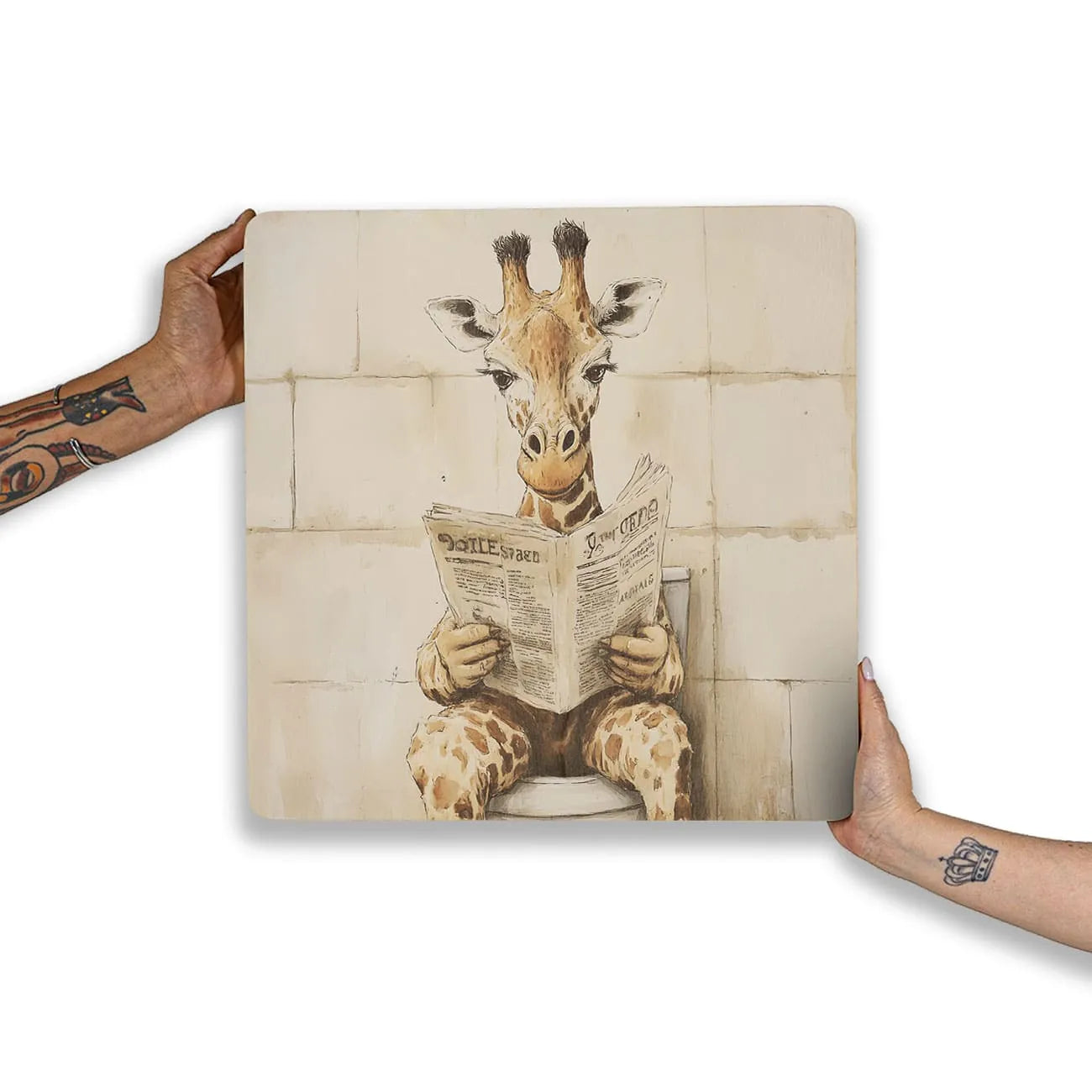 Quadro Decorativo  - Girafa no Banheiro