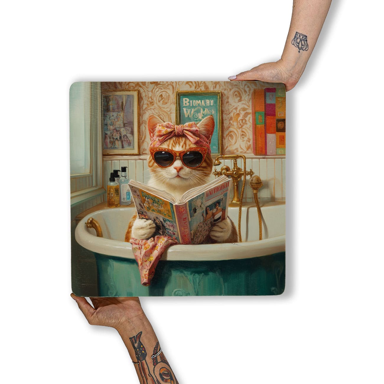 Quadro Decorativo  - Gatinha na banheira