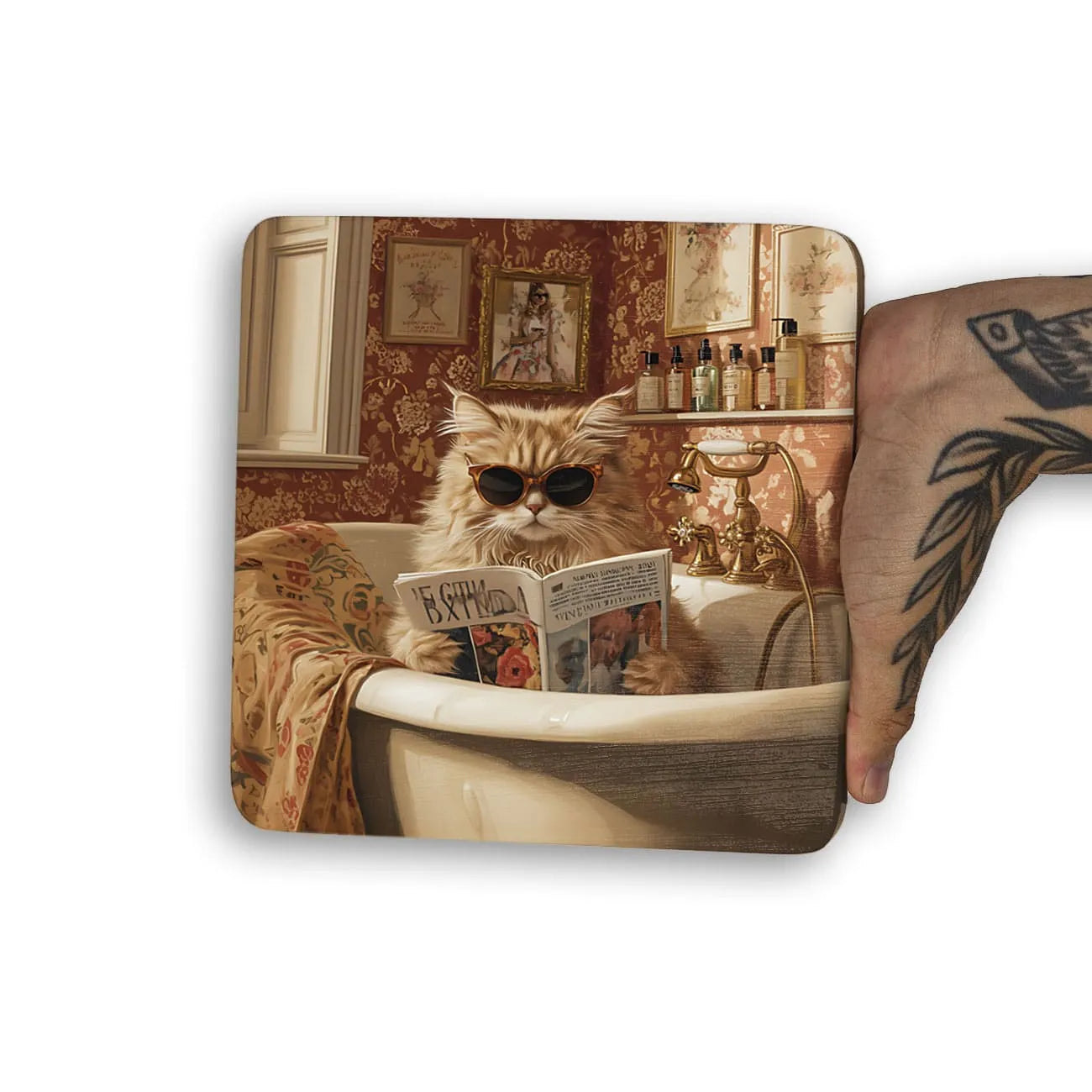 Quadro Decorativo  - Gato de óculos na banheira