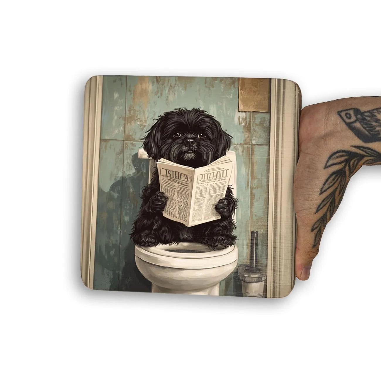 Quadro Decorativo  - Shitzu no banheiro
