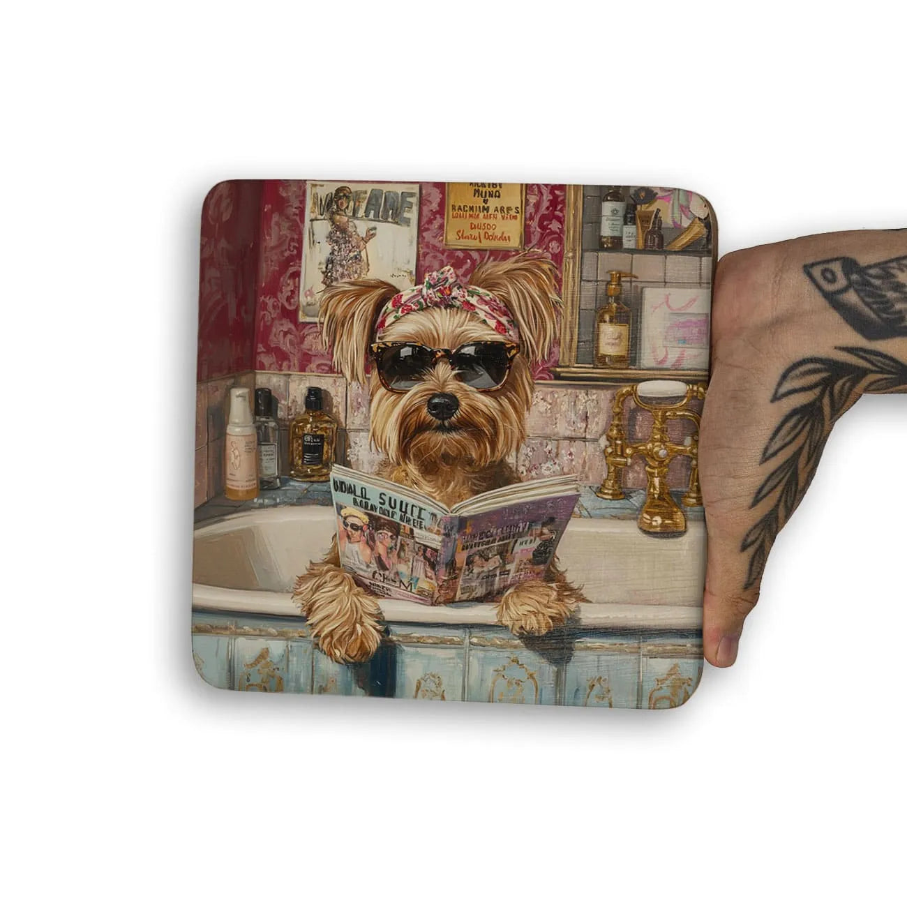 Quadro Decorativo  - Yorkshire na banheira