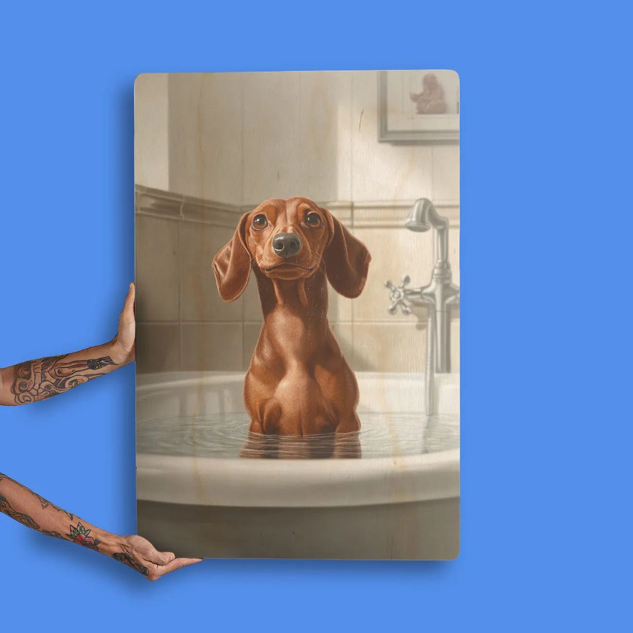 Quadro Decorativo  - Dachshund na banheira